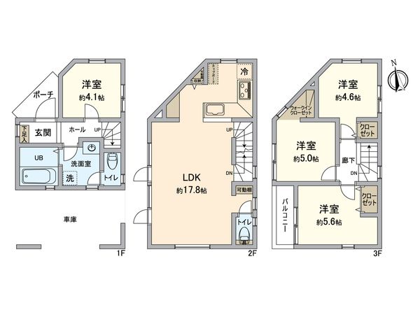 幸区東古市場(新築戸建)B号棟 間取図(平面図) 幸区東古市場(新築戸建)B号棟 間取図(平面図)