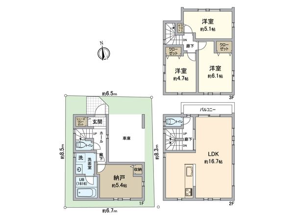 鶴見区矢向3丁目(新築戸建) 間取図(平面図) 鶴見区矢向3丁目(新築戸建) 間取図(平面図)