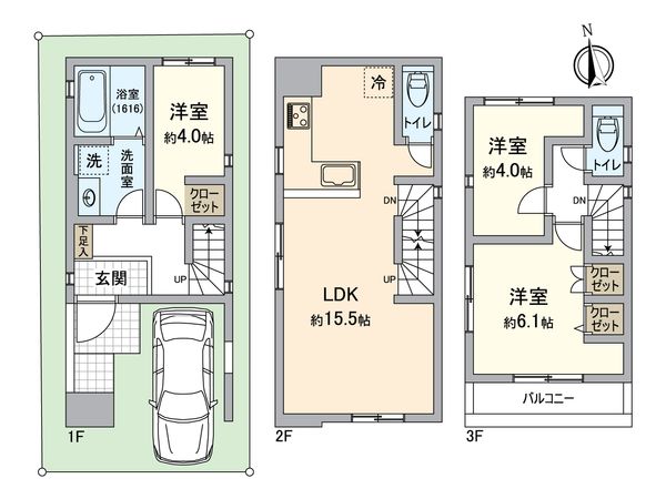 幸区戸手本町1丁目 新築戸建1号棟 間取図(平面図) 幸区戸手本町1丁目 新築戸建1号棟 間取図(平面図)