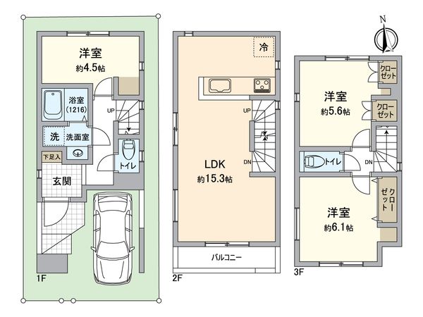 幸区戸手本町1丁目 新築戸建2号棟 間取図(平面図) 幸区戸手本町1丁目 新築戸建2号棟 間取図(平面図)