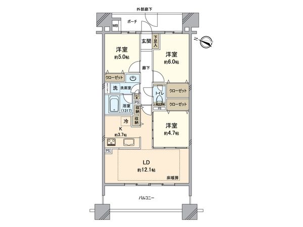 イニシア新川崎 間取図(平面図)