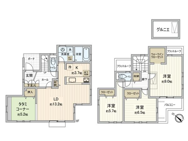 西野川3丁目新築戸建 3号棟 間取図(平面図)