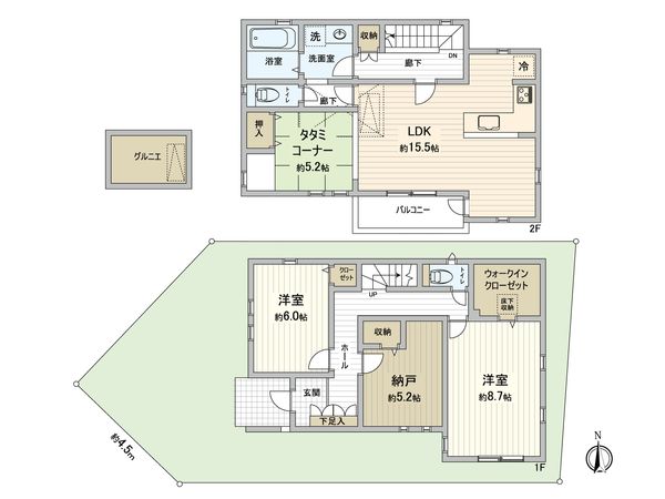 梶ケ谷 新築戸建 1号棟 間取図(平面図) 間取図(平面図)