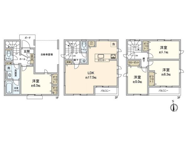 南野川2丁目 新築戸建 3号棟 間取図(平面図) 間取図(平面図)