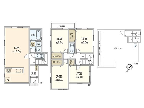 野川本町1丁目 新築戸建 5号棟 間取図(平面図) 野川本町1丁目 新築戸建 5号棟 間取図(平面図)