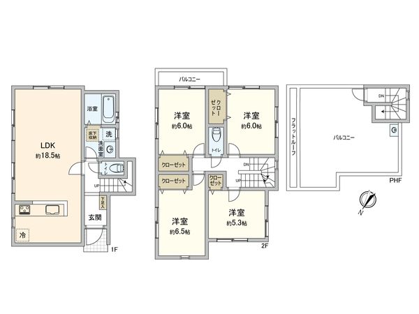 野川本町1丁目 新築戸建 4号棟 間取図(平面図) 間取図(平面図)