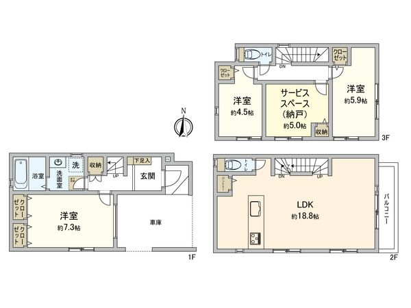 馬絹4丁目 新築戸建 4号棟 間取図(平面図) 間取図(平面図)