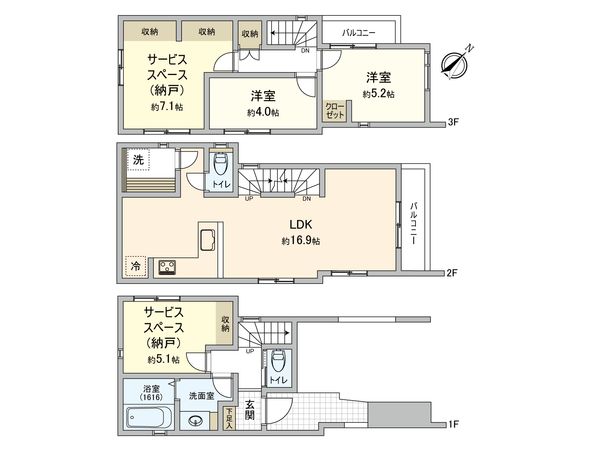 土橋5丁目 新築戸建 3号棟 間取図(平面図) 間取図(平面図)
