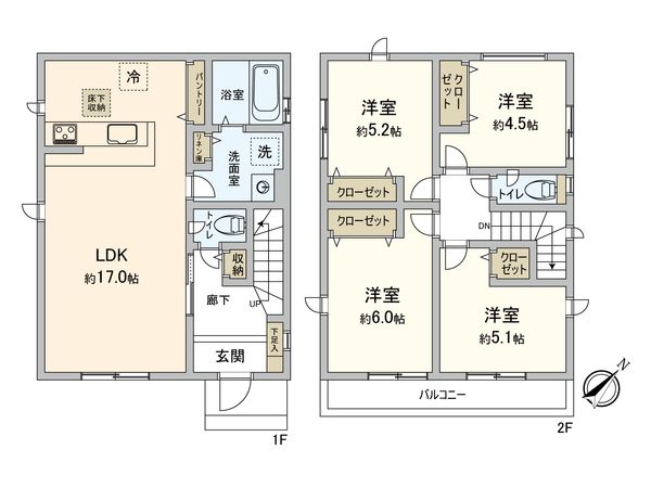 鷺沼2丁目 新築戸建 3号棟 間取図(平面図) 鷺沼2丁目 新築戸建 3号棟 間取図(平面図)
