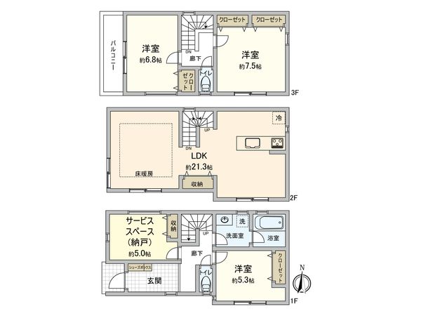 西野川2丁目 新築戸建 F号棟 間取図(平面図)