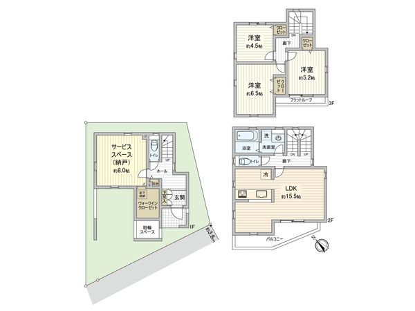 平5丁目  新築戸建 6号棟 間取図(平面図)