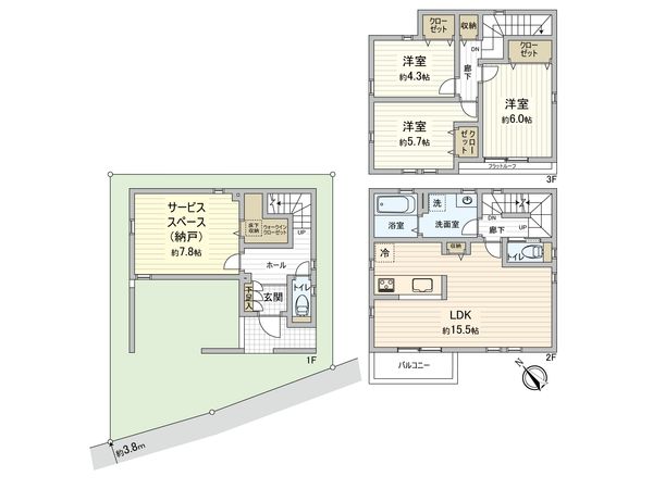平5丁目 新築戸建 4号棟 間取図(平面図)