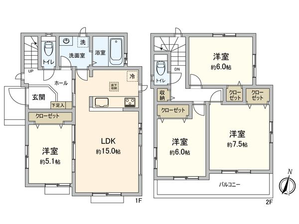野川本町1丁目 新築戸建 B棟 間取図(平面図)