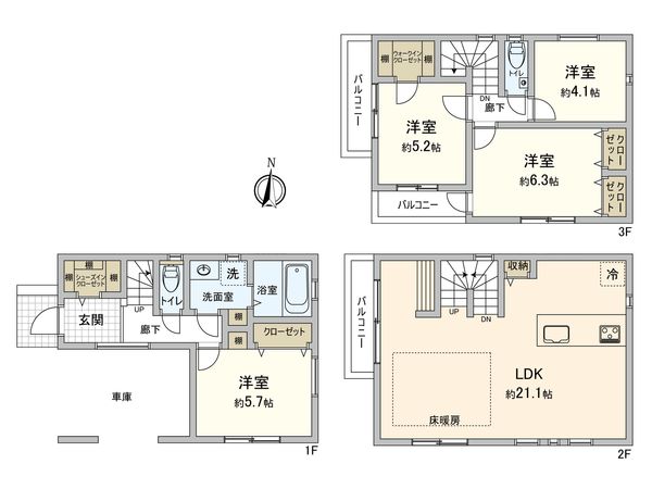馬絹4丁目 新築戸建 3号棟 間取図(平面図)