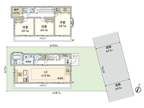 西野川3丁目 戸建 間取図(平面図)