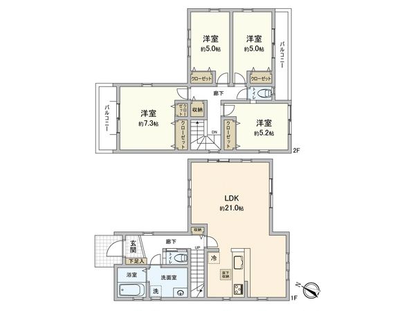 西野川1丁目 新築戸建 1号棟 間取図(平面図)