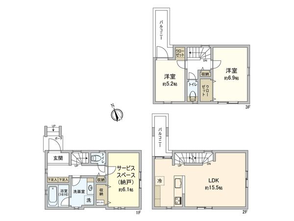 東野川1丁目新築戸建 E号棟 間取図(平面図) 間取図(平面図)