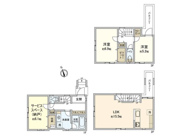 東野川1丁目新築戸建 F号棟 間取図(平面図) 間取図(平面図)