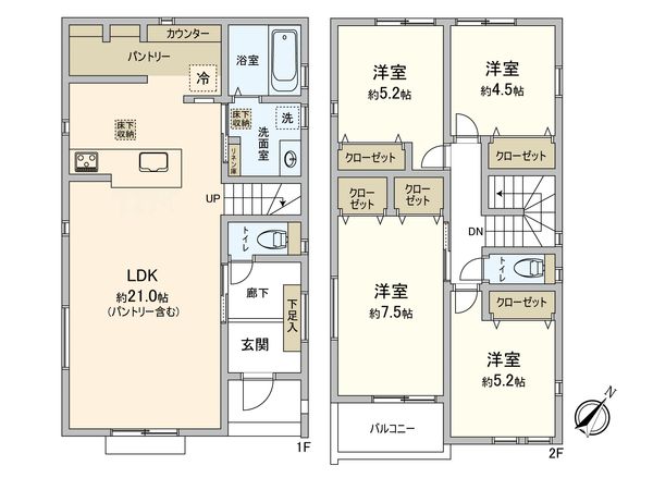 けやき平 新築戸建 C号棟 間取図(平面図) けやき平 新築戸建 C号棟 間取図(平面図)