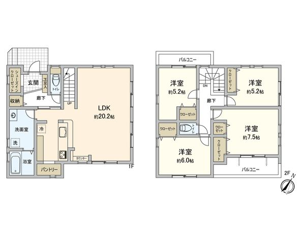 南野川3丁目 新築戸建 1号棟 間取図(平面図) 南野川3丁目 新築戸建 1号棟 間取図(平面図)