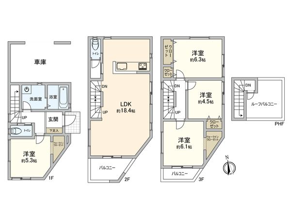 有馬5丁目 新築戸建 6号棟 間取図(平面図) 有馬5丁目 新築戸建 6号棟 間取図(平面図)