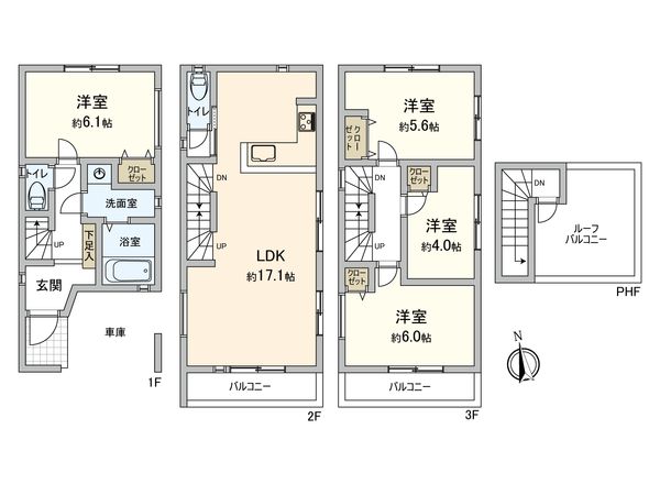有馬5丁目 新築戸建 3号棟 間取図(平面図) 有馬5丁目 新築戸建 3号棟 間取図(平面図)