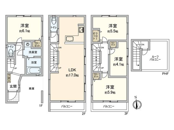 有馬5丁目 新築戸建 1号棟 間取図(平面図) 有馬5丁目 新築戸建 1号棟 間取図(平面図)