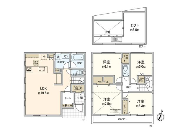 有馬7丁目 新築戸建 6号棟 間取図(平面図) 有馬7丁目 新築戸建 6号棟 間取図(平面図)
