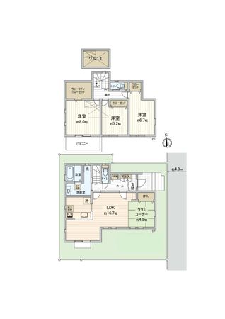 馬絹4丁目 新築戸建 3号棟 間取図(平面図) 馬絹4丁目 新築戸建 3号棟 間取図(平面図)