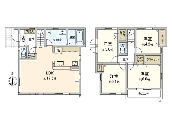 東有馬5丁目 新築戸建 2号棟 間取図(平面図)