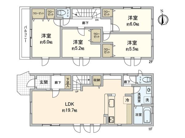 東有馬5丁目 新築戸建 1号棟 間取図(平面図)