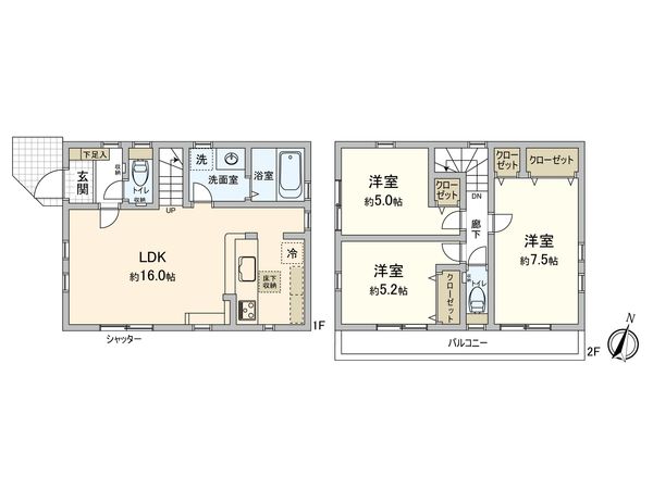 神木本町4丁目 新築戸建 1号棟 間取図(平面図)
