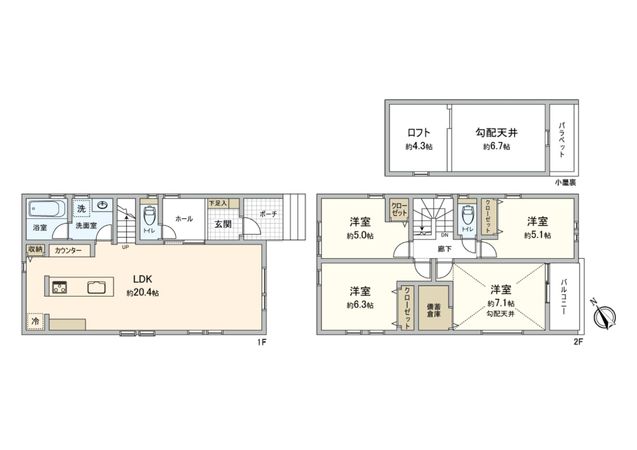 有馬7丁目 新築戸建 18号棟 間取図(平面図)