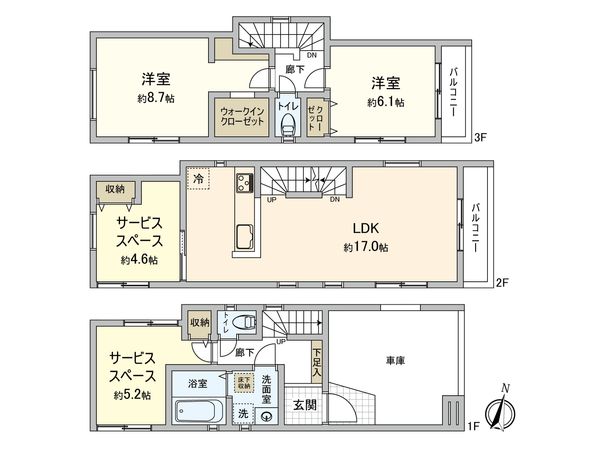 平 4丁目 新築戸建 6号棟 間取図(平面図) 平 4丁目 新築戸建 6号棟 間取図(平面図)