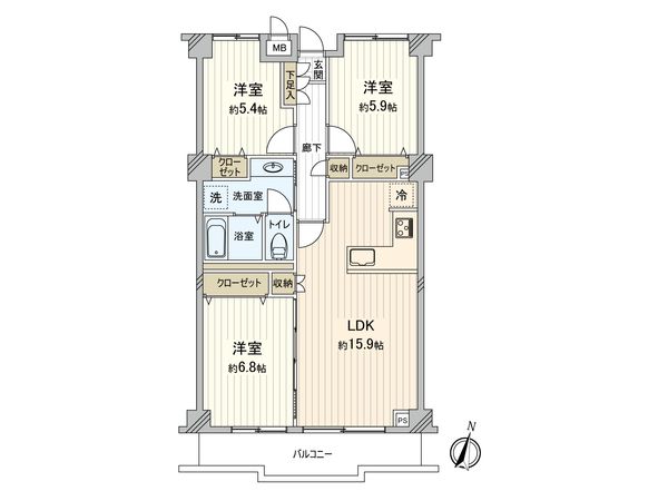 宮前平コルナス 間取図(平面図) 間取図(平面図)