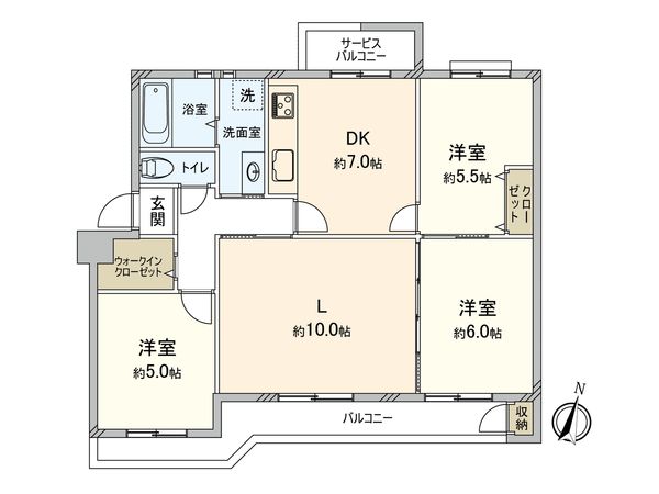 宮前平グリーンハイツ 48号棟 間取図(平面図)