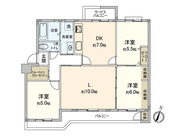 宮前平グリーンハイツ 48号棟 間取図(平面図)