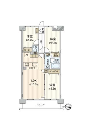 フローレンスパレス鷺沼 間取図(平面図) フローレンスパレス鷺沼 間取図(平面図)