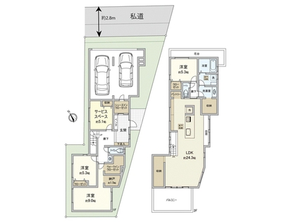 港北区綱島東5丁目(土地) 建物プラン例 (間取り図)