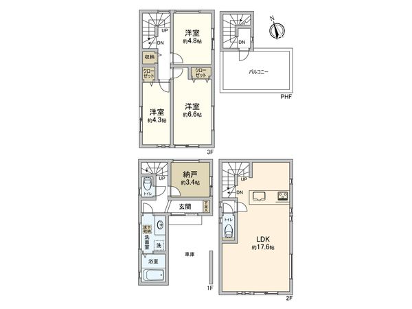 港北区綱島東5丁目(新築戸建) 間取図(平面図) 港北区綱島東5丁目(新築戸建) 間取図(平面図)
