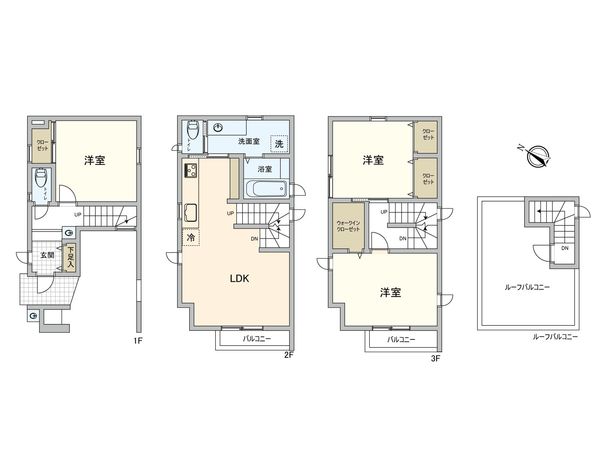港北区綱島東3丁目(新築戸建)A号棟 間取図(平面図) 港北区綱島東3丁目(新築戸建)A号棟 間取図(平面図)