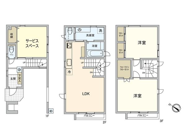 港北区綱島東3丁目(新築戸建)B号棟 間取図(平面図) 港北区綱島東3丁目(新築戸建)B号棟 間取図(平面図)
