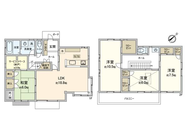 港北区新吉田町(戸建) 間取図(平面図) 港北区新吉田町(戸建) 間取図(平面図)