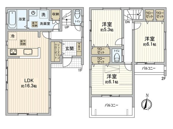 港北区新吉田東6丁(新築戸建) 間取図(平面図) 港北区新吉田東6丁(新築戸建) 間取図(平面図)