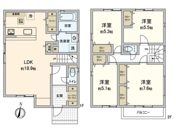 鶴見区駒岡4丁目(新築戸建)2号棟 間取図(平面図)