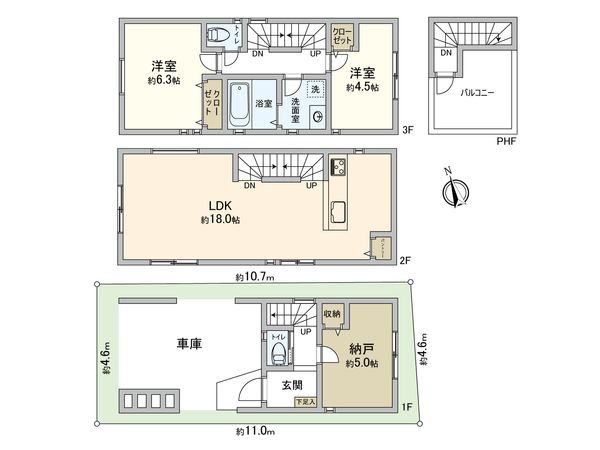 港北区樽町3丁目(新築戸建)1号棟 間取図(平面図) 港北区樽町3丁目(新築戸建)1号棟 間取図(平面図)