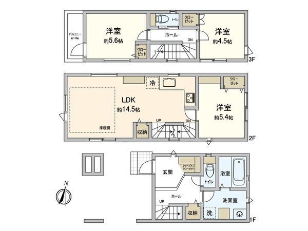 港北区新吉田東1丁目(新築戸建)2号棟 間取図(平面図) 港北区新吉田東1丁目(新築戸建)2号棟 間取図(平面図)