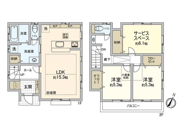 港北区綱島東2丁目(戸建) 間取図(平面図) 港北区綱島東2丁目(戸建) 間取図(平面図)