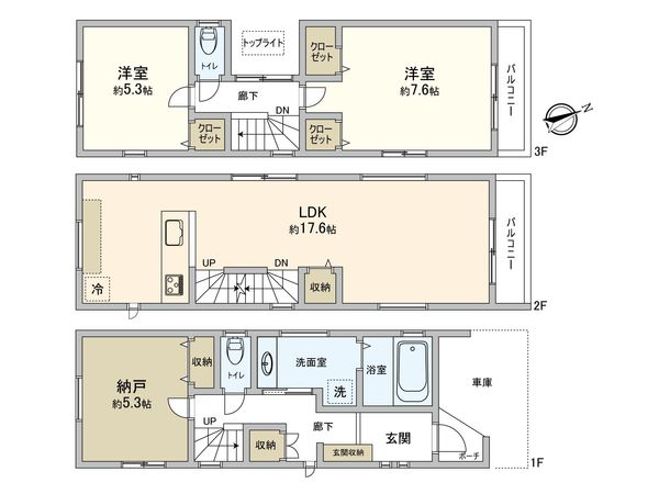 港北区高田東1丁目(新築5号棟) 間取図(平面図) 港北区高田東1丁目(新築5号棟) 間取図(平面図)