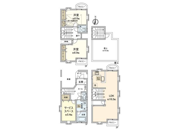 港北区綱島東3丁目(戸建) 間取図(平面図) 港北区綱島東3丁目(戸建) 間取図(平面図)
